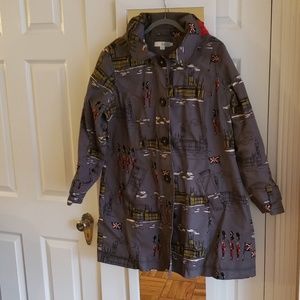 Fleece lined raincoat with detachable hood